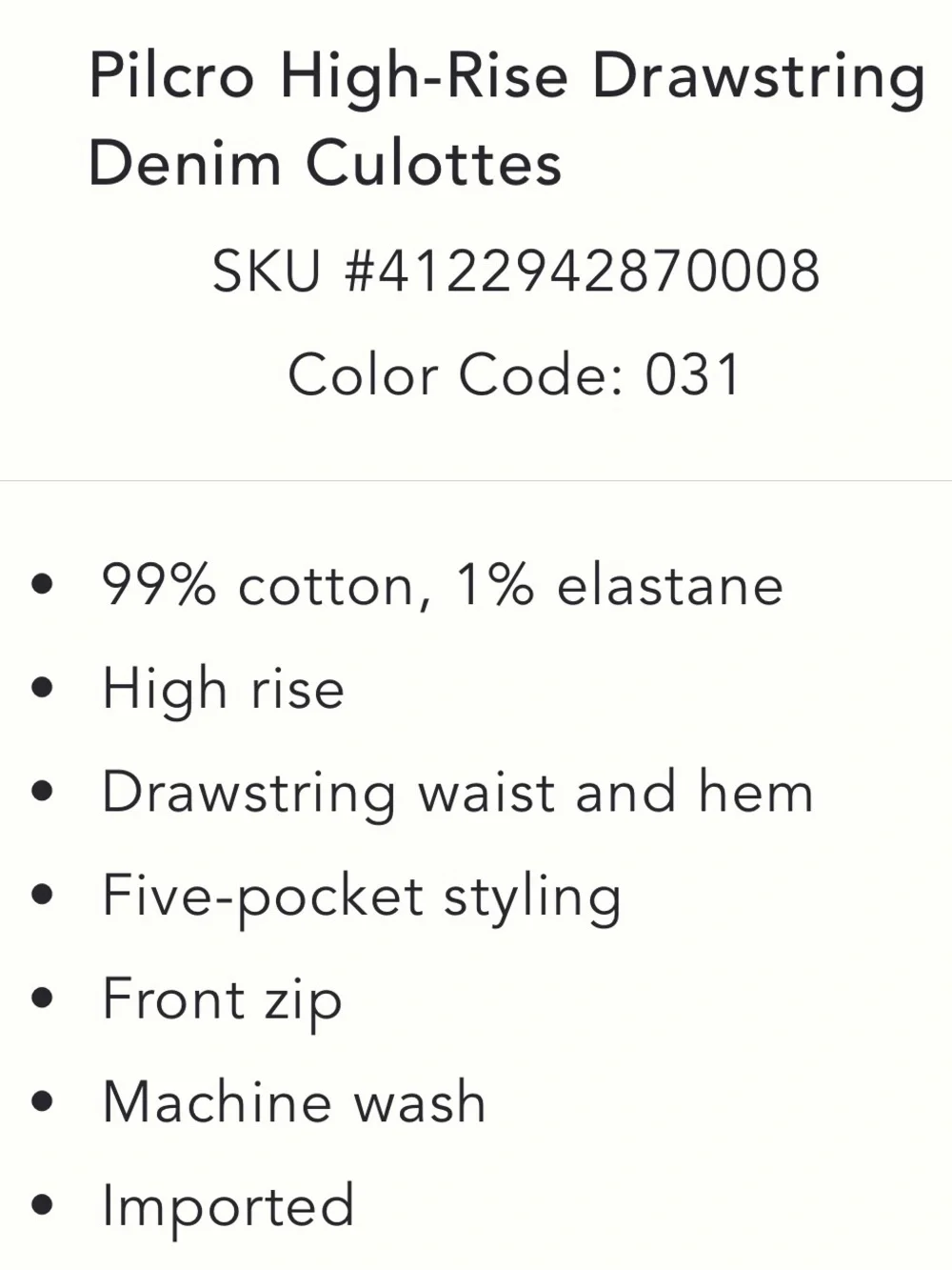 PILCRO➕NWT Drawstring Denim Long Shorts